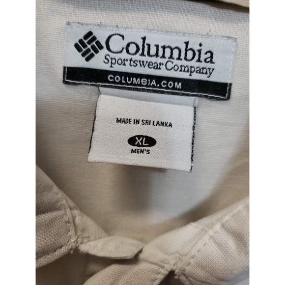 Columbia River Lodge Button Front Fish Shirt Beige Mens Size XL Cotton - Picture 3 of 6